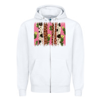 White cactus leopard cowhide brush stroke Zipper Hoodie - Artiststas