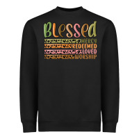Black retro blessed redeemed quotes Heavyweight Sweatshirt - MaliasSmallBusiness