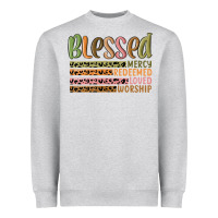 Heather Grey retro blessed redeemed quotes Heavyweight Sweatshirt - MaliasSmallBusiness