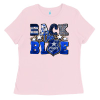 Bubblegum Pink Back to blue 4th of July 4th of july Ladies Tee - CowGirlArtShop
