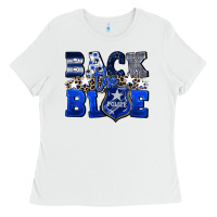 White Back to blue 4th of July 4th of july Ladies Tee - CowGirlArtShop