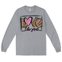 Heather Grey love like jesus Long Sleeve Tee - MaliasSmallBusiness