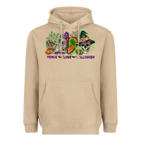 Mushroom Peace love Halloween Heavyweight Hoodie - NancyCooperArtShop