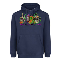 Navy Peace love Halloween Heavyweight Hoodie - NancyCooperArtShop