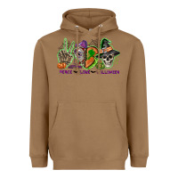 Toasted Coconut Peace love Halloween Heavyweight Hoodie - NancyCooperArtShop