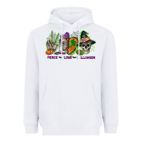 White Peace love Halloween Heavyweight Hoodie - NancyCooperArtShop