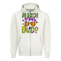 Oatmeal Heather mardi gras dude Zipper Hoodie - Artiststas