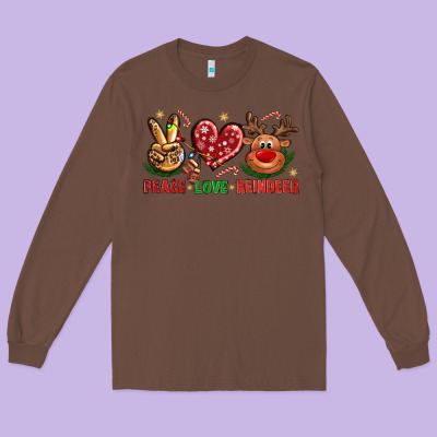 Peace Love Reindeer Christmas Long Sleeve Tee Designed By Nancycooperartshop