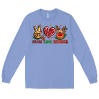 Colony Blue peace love reindeer christmas Long Sleeve Tee - NancyCooperArtShop