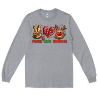 Heather Grey peace love reindeer christmas Long Sleeve Tee - NancyCooperArtShop