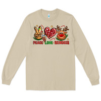 Mushroom peace love reindeer christmas Long Sleeve Tee - NancyCooperArtShop