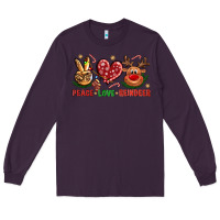 Plum peace love reindeer christmas Long Sleeve Tee - NancyCooperArtShop