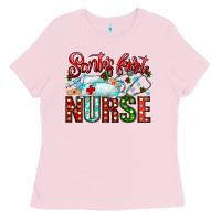 Bubblegum Pink santa is favorite nurse Ladies Tee - CowhideDigitalArt