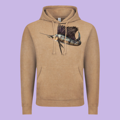 Atlantic Sailfish Illustrations Vintage Hoodie Designed By Lillyallendesigns