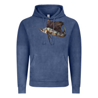 Vintage Denim Atlantic Sailfish Illustrations Vintage Hoodie - LillyAllenDesigns