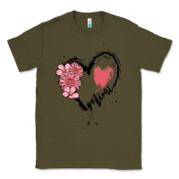 Army Green mimi flower heart Classic Tee - MaliasSmallBusiness