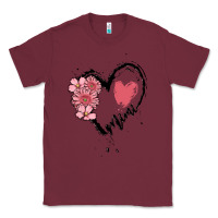 Burgundy mimi flower heart Classic Tee - MaliasSmallBusiness