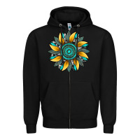 Black sunflower gemstone leopard Zipper Hoodie - Artiststas