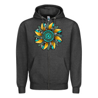 Charcoal Heather sunflower gemstone leopard Zipper Hoodie - Artiststas