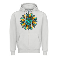 Dove Grey sunflower gemstone leopard Zipper Hoodie - Artiststas