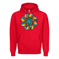Red sunflower gemstone leopard Zipper Hoodie - Artiststas