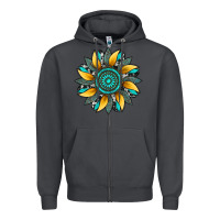Smoke sunflower gemstone leopard Zipper Hoodie - Artiststas