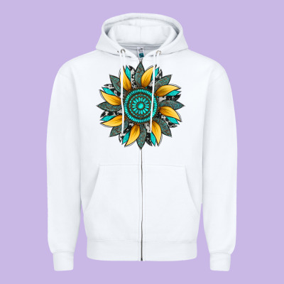 Sunflower Gemstone Leopard Zipper Hoodie Designed By Artiststas