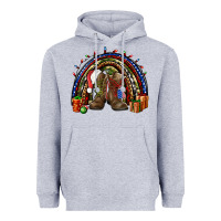 Heather Grey Army Christmas rainbow Heavyweight Hoodie - NancyCooperArtShop