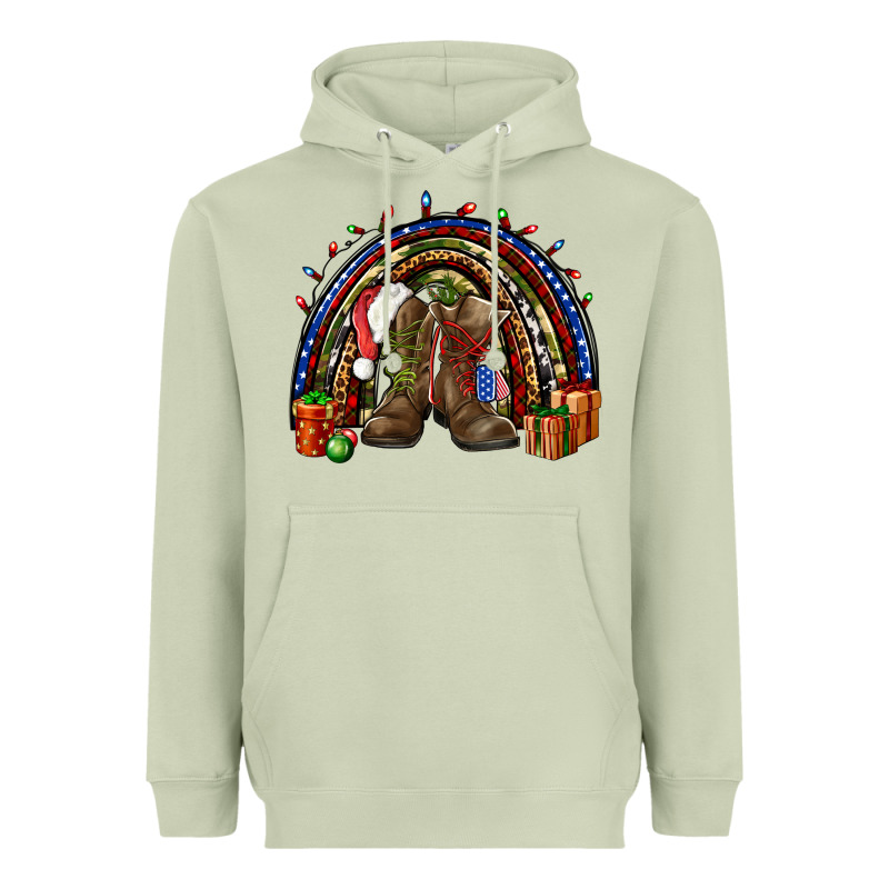 Army Christmas Rainbow Heavyweight Hoodie by NancyCooperArtShop | Teevron