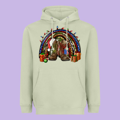 Army Christmas Rainbow Heavyweight Hoodie Designed By Nancycooperartshop