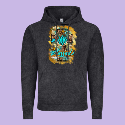 Western Cross Blessed Lily Butterfly Vintage Hoodie Designed By Barkaloodesign
