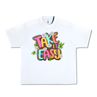 White take it easy Urban Heavy Tee - MaliasSmallBusiness