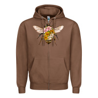 Chestnut bee with flowers Zipper Hoodie - Artiststas