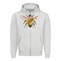 Dove Grey bee with flowers Zipper Hoodie - Artiststas
