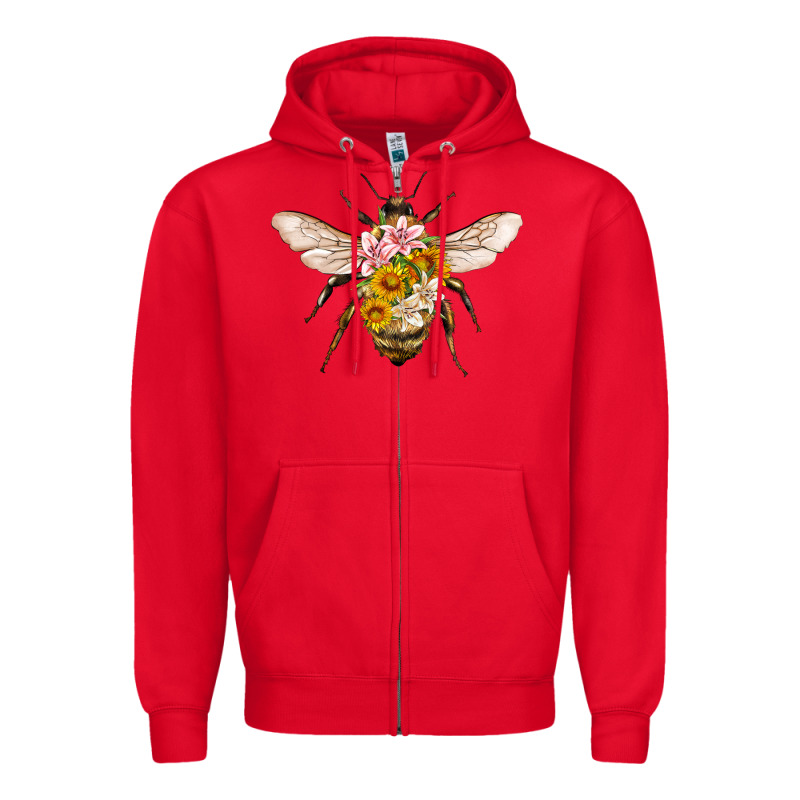 Bee With Flowers Zipper Hoodie by Artiststas | Teevron