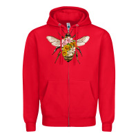 Red bee with flowers Zipper Hoodie - Artiststas