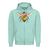 Seafoam bee with flowers Zipper Hoodie - Artiststas