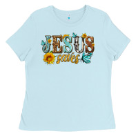 Baby Blue jesus saves Ladies Tee - HRA Design Shop