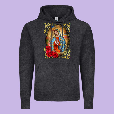 Our Lady Of Guadalupe Frame Vintage Hoodie Designed By Barkaloodesign