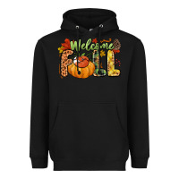 Black Welcome Fall Heavyweight Hoodie - NancyCooperArtShop