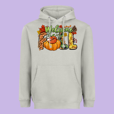 Welcome Fall Heavyweight Hoodie Designed By Nancycooperartshop