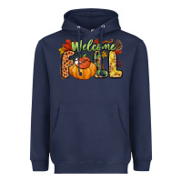 Navy Welcome Fall Heavyweight Hoodie - NancyCooperArtShop