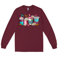 Burgundy mom fuel coffee cups Long Sleeve Tee - NancyCooperArtShop