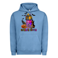 Pigment Pebble Blue Horror Coffee Urban Hoodie - FaDigitalArtStudio