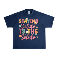 Navy staying delulu is the solulu Urban Heavy Tee - MaliasSmallBusiness