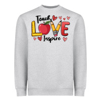 Heather Grey teach love inspire Heavyweight Sweatshirt - MaliasSmallBusiness