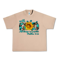 Burro with god all things are possible sunflower Urban Heavy Tee - AdoDesignShop