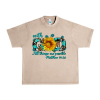 French Oak with god all things are possible sunflower Urban Heavy Tee - AdoDesignShop