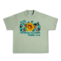 Oil Green with god all things are possible sunflower Urban Heavy Tee - AdoDesignShop