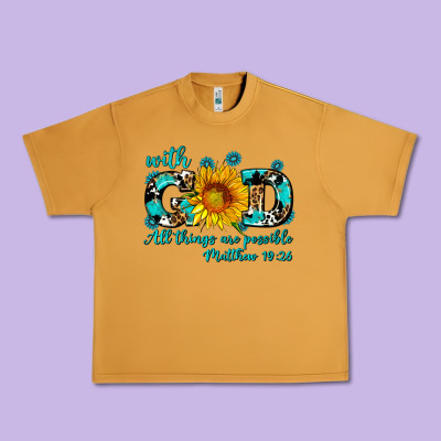 With God All Things Are Possible Sunflower Urban Heavy Tee Designed By Adodesignshop